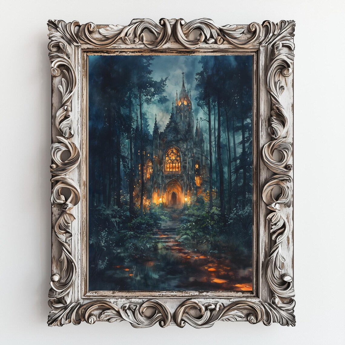 Gothic Cathedral Art Moody Gothic Decor Victorian Painting Dark Academia Art Draculas Castle Print Gothic Home Decor Gift - Image 2