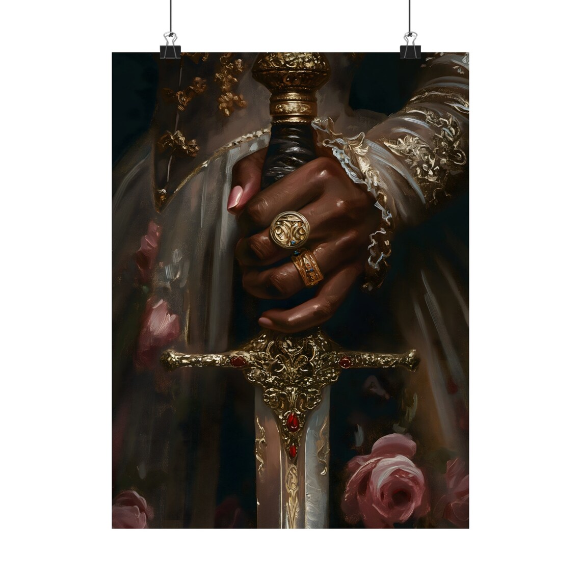 Victorian Black Lady With Sword, Moody Portrait Print - Image 2