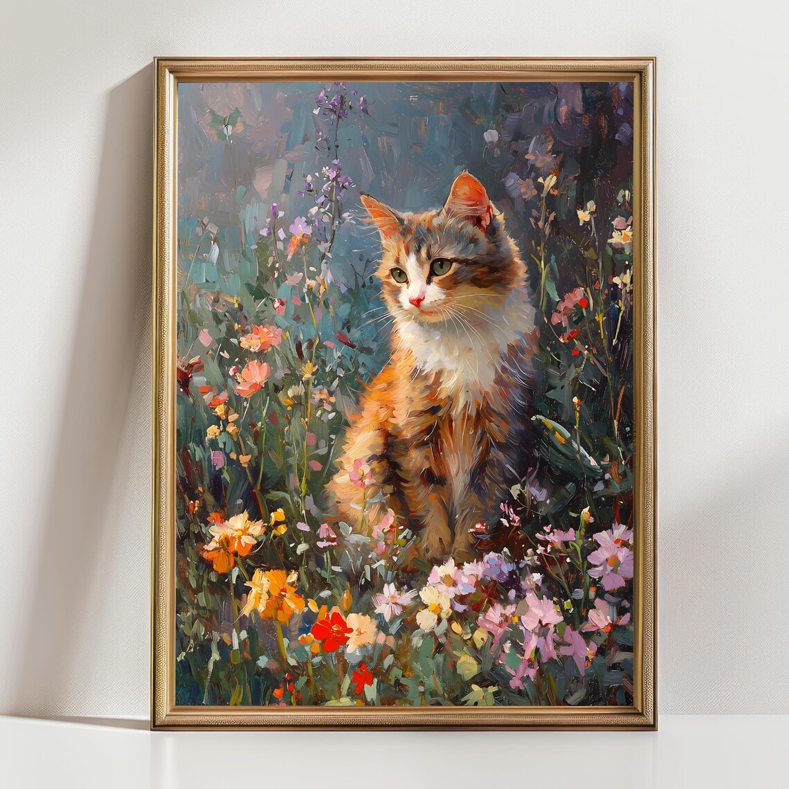 Ginger And White Kitten Wildflower Garden Cottagecore Cat Art Print - Image 2