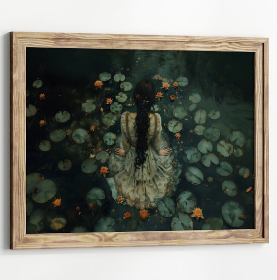 Ophelia Dark Academia Lake Gothic Wall Art Print