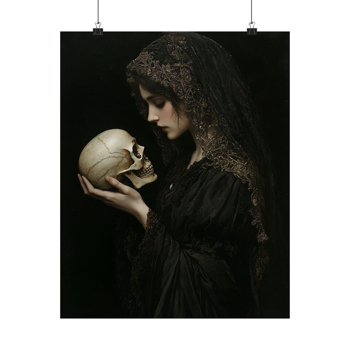 Lady Macbeth With Skull, Victorian Gothic Art Print - Image 2