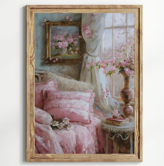 Coquette Bedroom Print Balletcore Coquette Regency Era Art Victorian Decor Light Academia Room Decor Pink Coquette Bedroom Print
