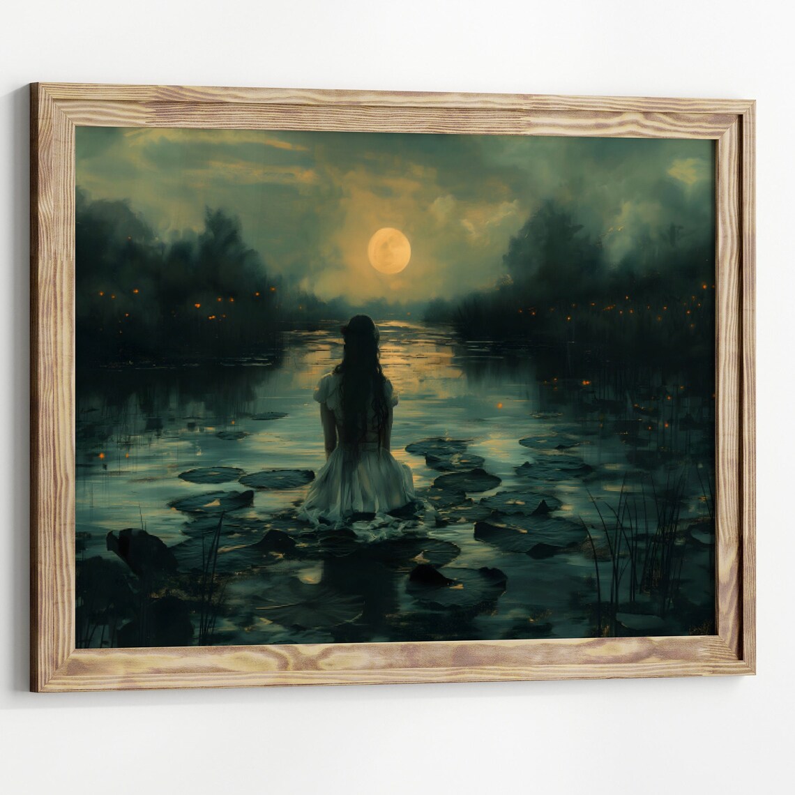 Ophelia and Moon Gothic Dark Academia Art Print - Image 2