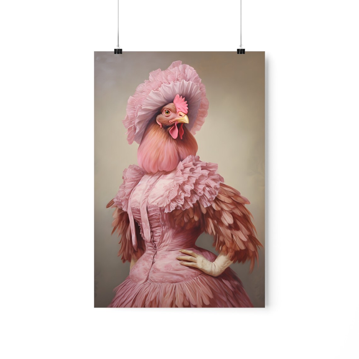 Pink Victorian Chicken, Dark Academia Art Print - Image 2
