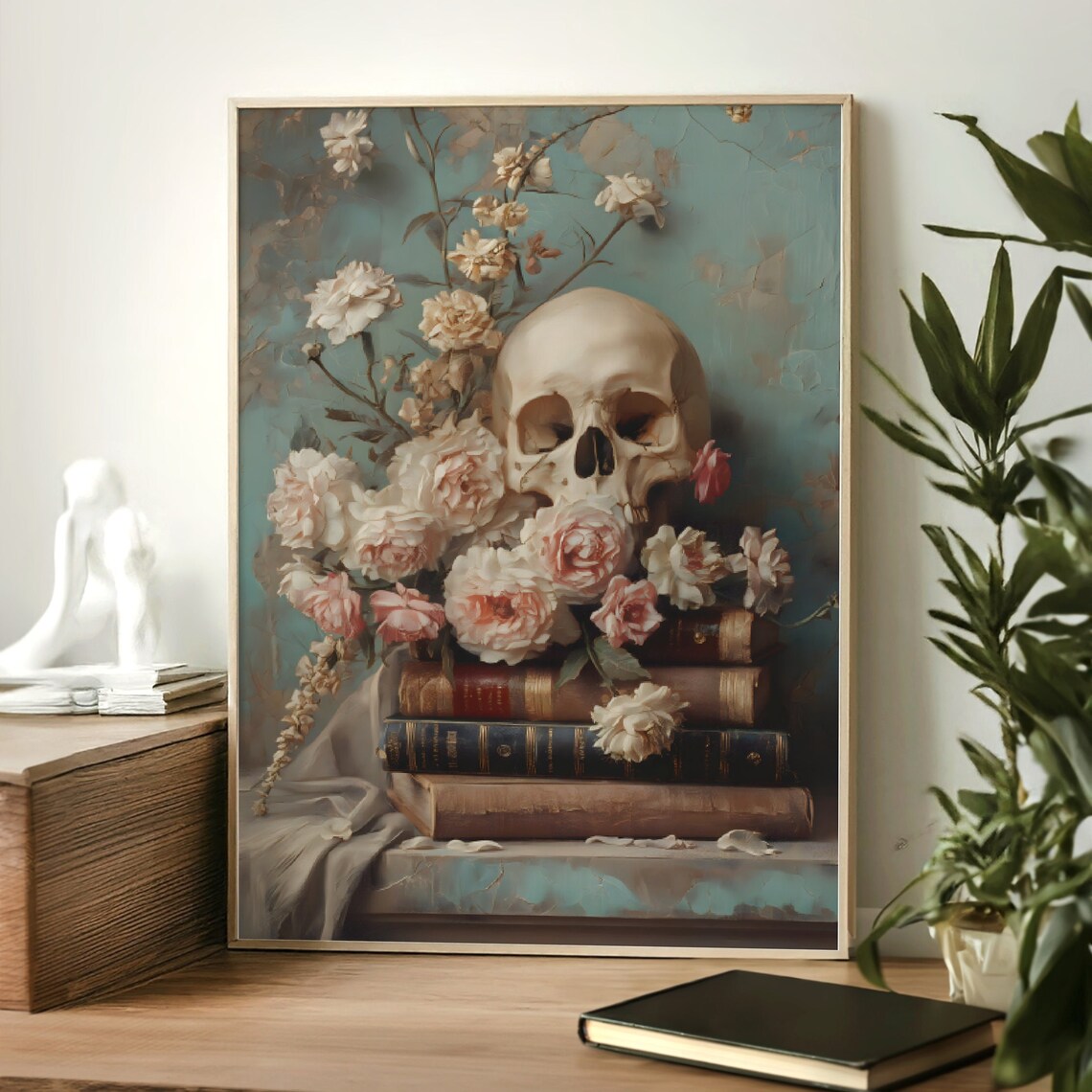 Gothic Flowers and Skull Book Print, Dark Academia - Image 2