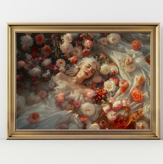 Swimming With Flowers Dark Academia Gothic Print