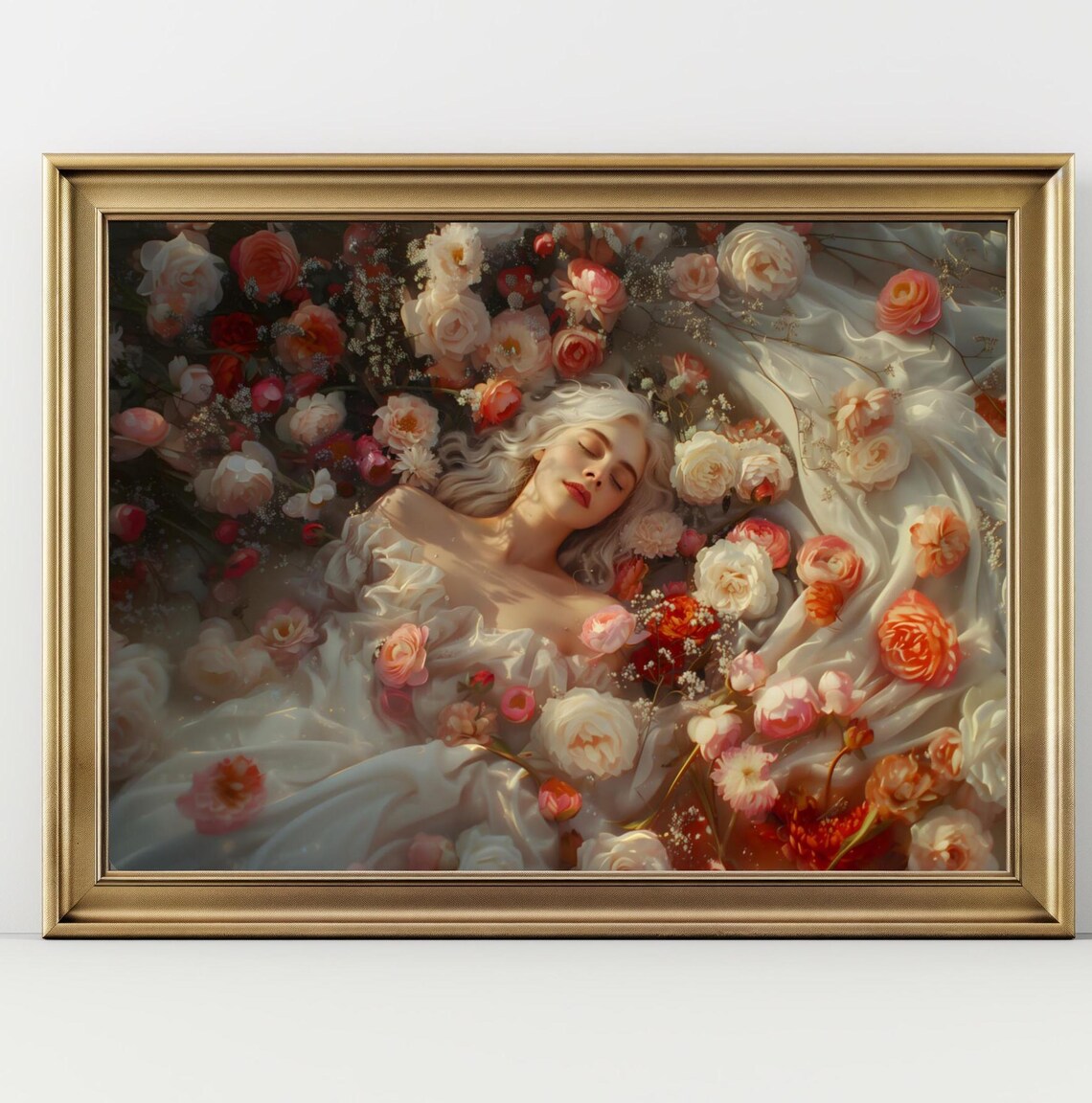 Swimming With Flowers Dark Academia Gothic Print