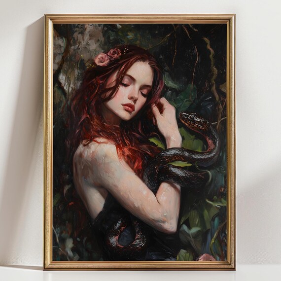 Lilith Dark Academia Gothic Serpent Art Print