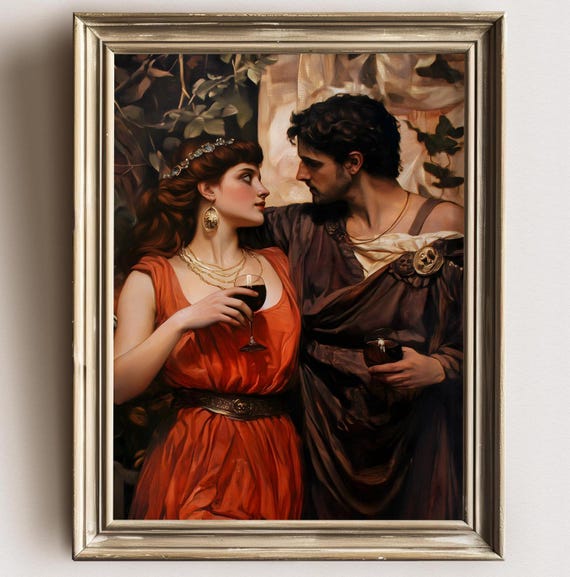 Persephone With Hades On A Party Wall Art Dark Academia Print Moody Victorian Wall Art Cottagecore Greek Goddess Greek Mythology Art