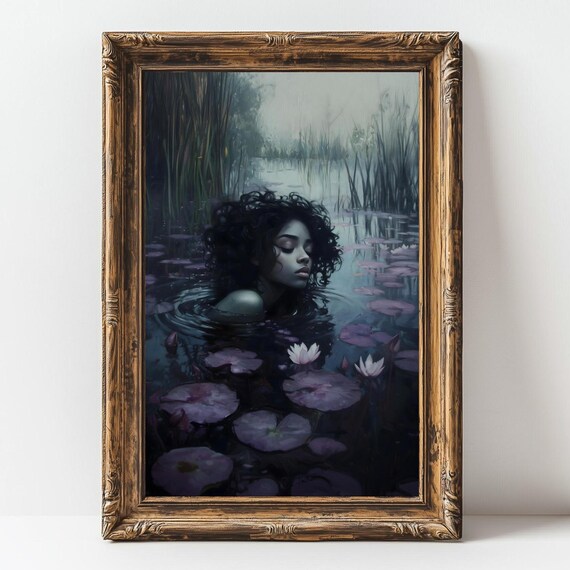 Black Ophelia Dark Academia Gothic Art Print