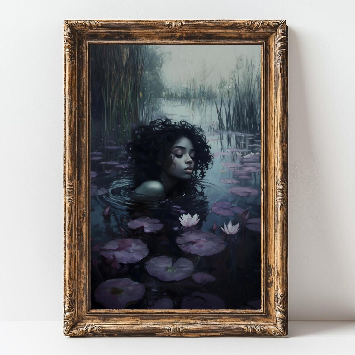 Black Ophelia Dark Academia Gothic Art Print