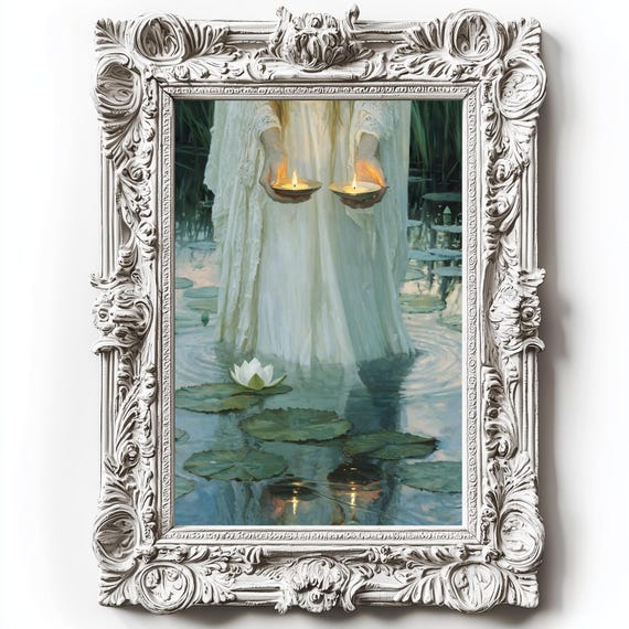 Ophelia Dark Academia Print The Lake Goth Moody Victorian Wall Art Dark Decor Aesthetic Dark Cottagecore Gothic Prints Into Lake