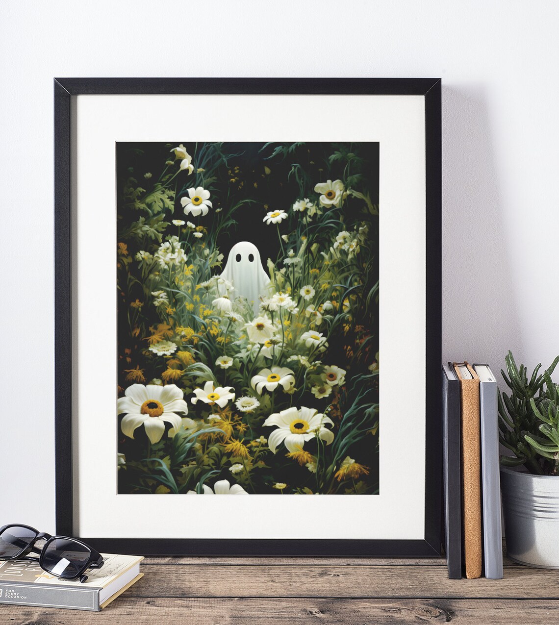 Cute Ghost Dark Academia Gothic Halloween Art Print