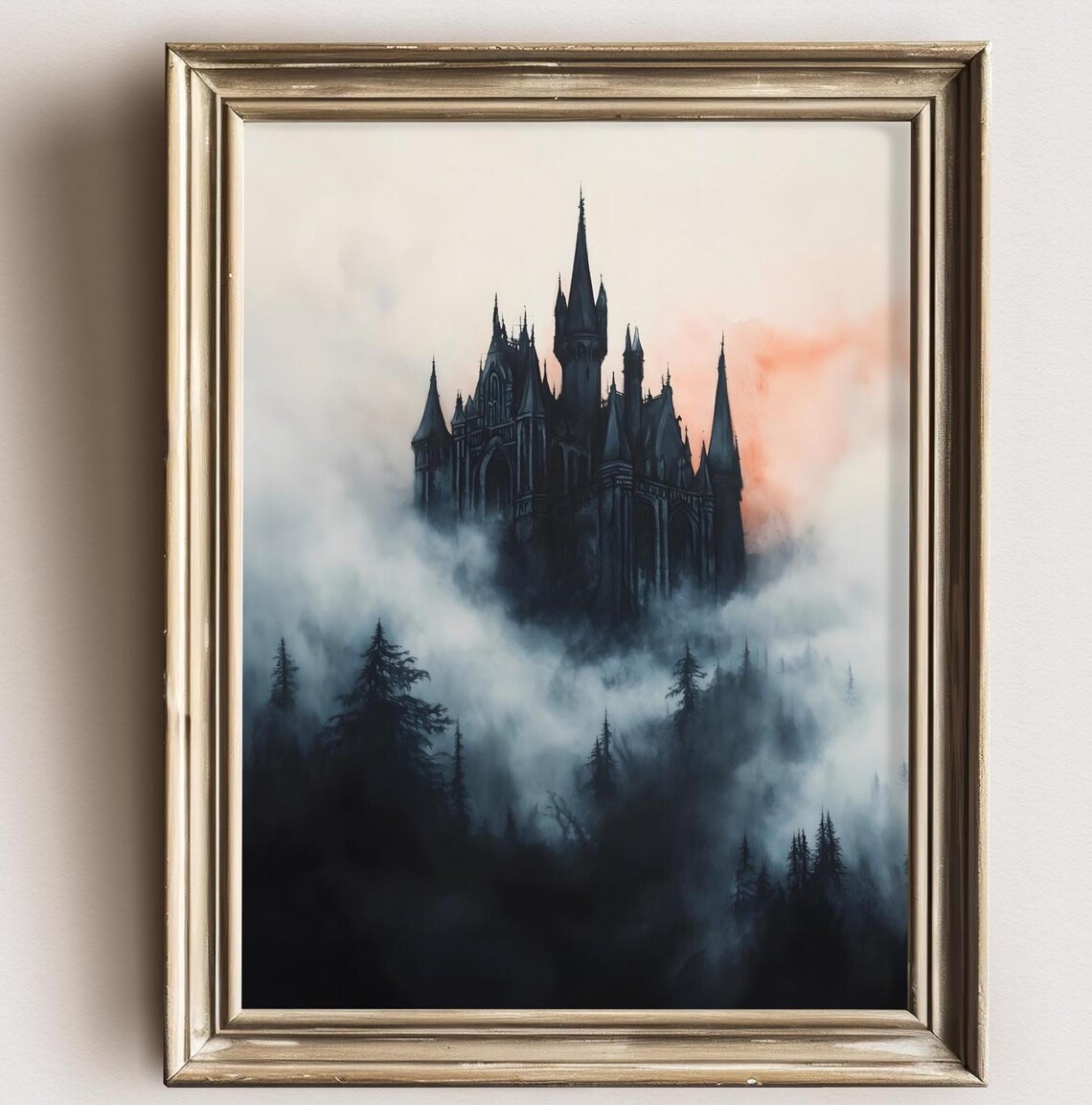 Vampire Castle Art Moody Gothic Decor Victorian Painting Dark Academia Art Draculas Castle Print Gothic Home Decor Gift