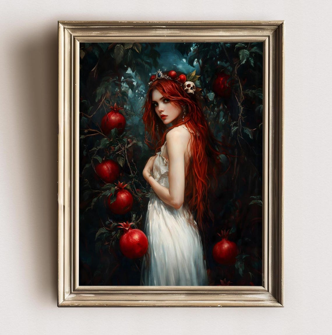 Persephone With Pomegranate Crown Dark Garden Queen Mythology Poster - Image 2