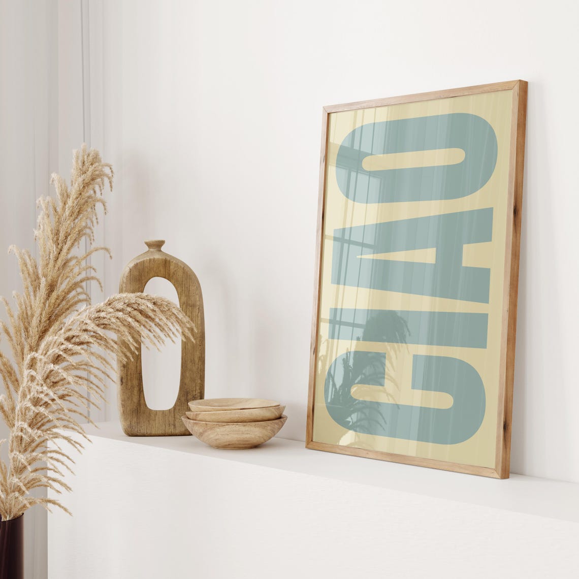 Ciao Italian Greeting Typography Poster Blue Beige Letter Art - Image 3