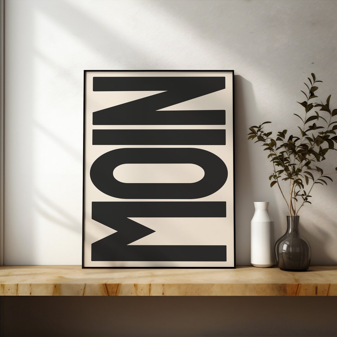 Moin Minimalist Hello Sign Art Print, German - Image 2