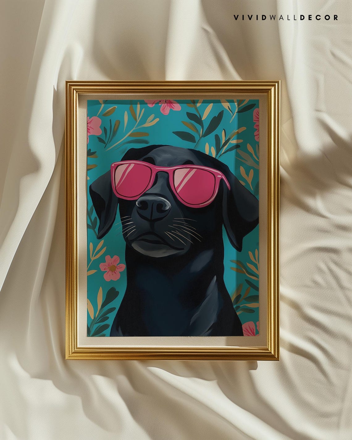 Black Labrador In Pink Sunglasses Cool Fun Dog Portrait Poster - Image 2