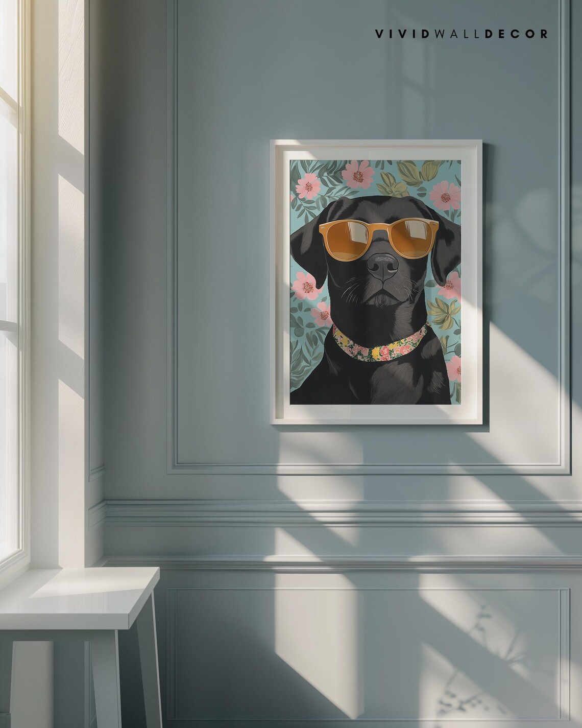 Black Lab Floral Modern Pet Illustration Art Print - Image 4