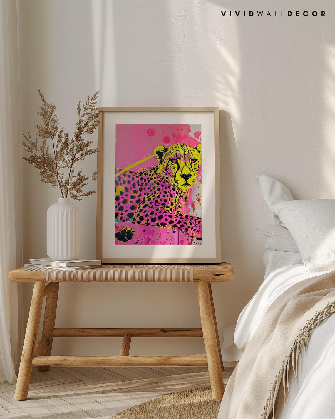 Bold Neon Pink And Yellow Cheetah Pop Art Animal Portrait Poster - Image 4