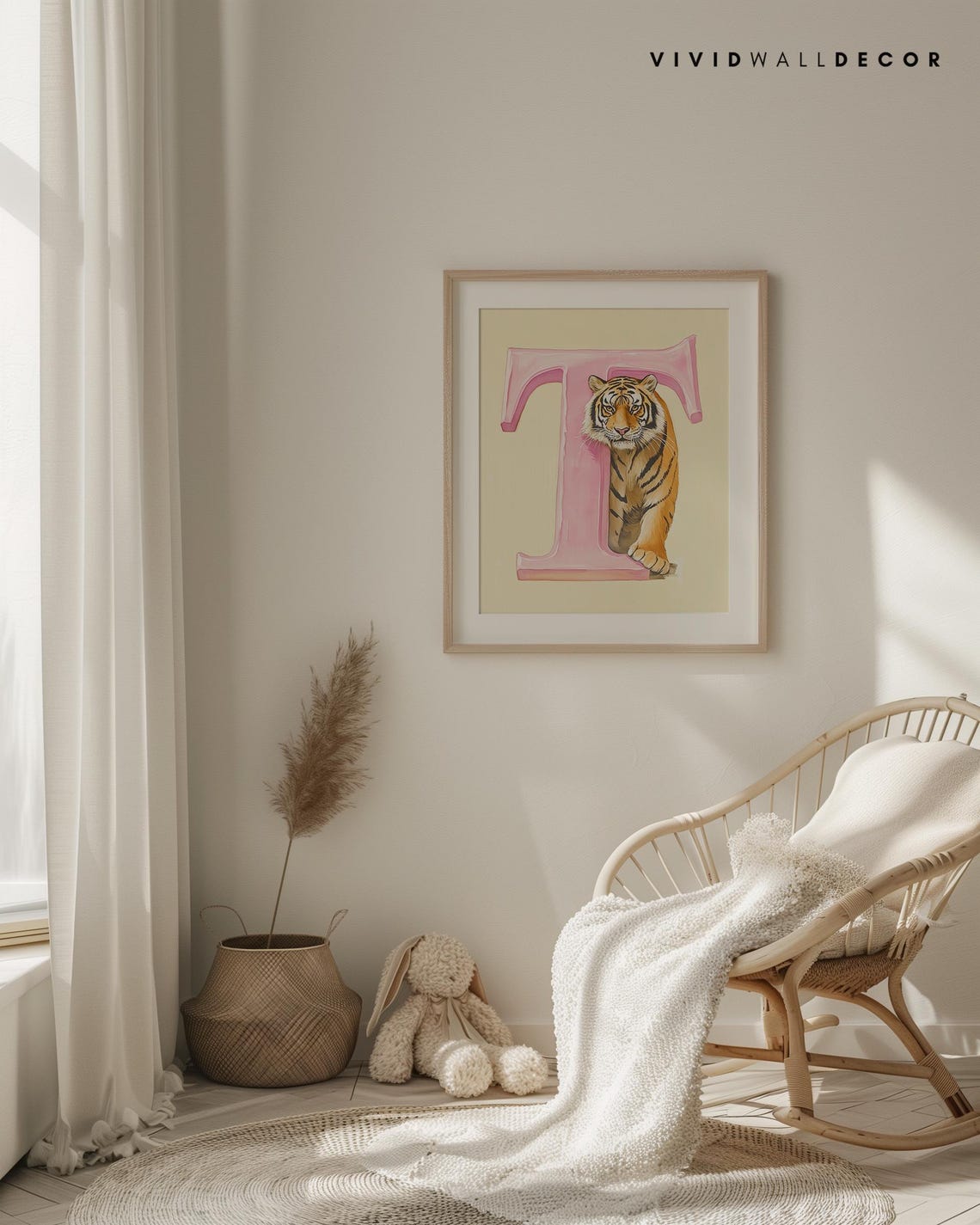 Tiger Letter T Pastel Nursery Art Poster for Kids Room Wall Decor - Image 4