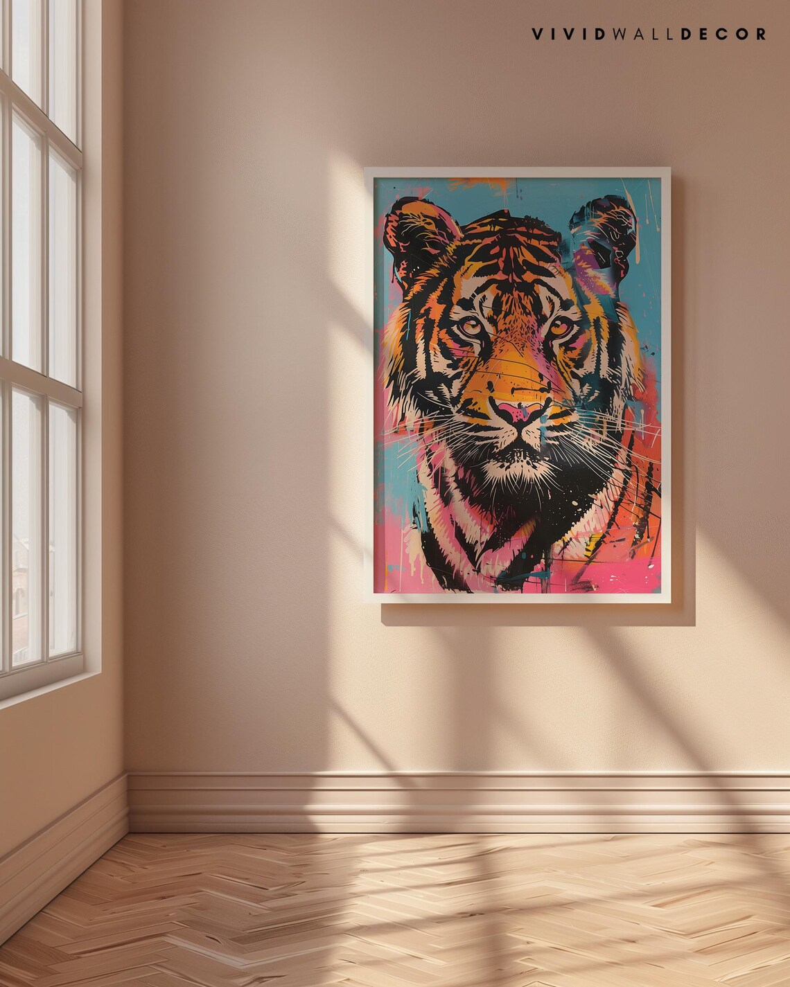 Vibrant Multicolor Tiger Face Portrait Bold Pop Art Animal Wall Decor Poster - Image 4