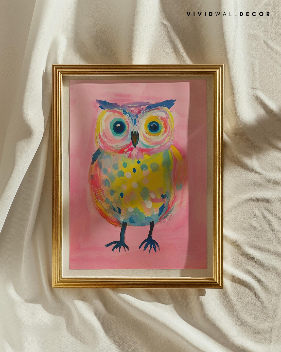 Colorful Pink Owl Art Print, Kids Room Decor - Image 3