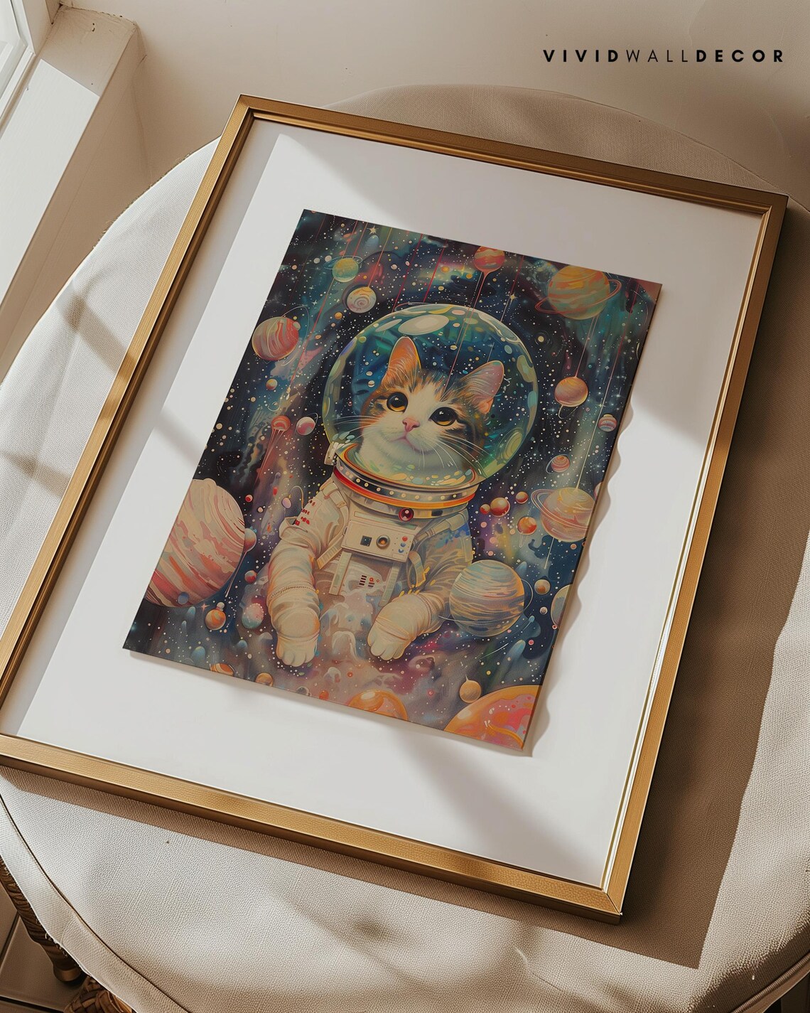 Space Cat Astronaut Kitty Art Print, Nursery Decor - Image 4