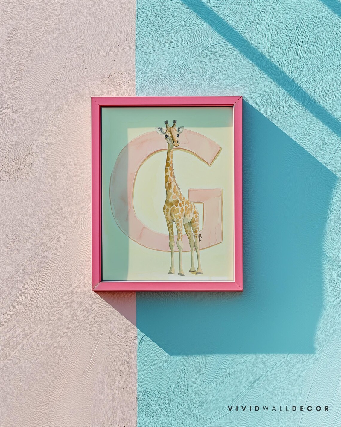 Giraffe Letter G Pastel Nursery Art Poster for Baby Room Wall Decor - Image 2