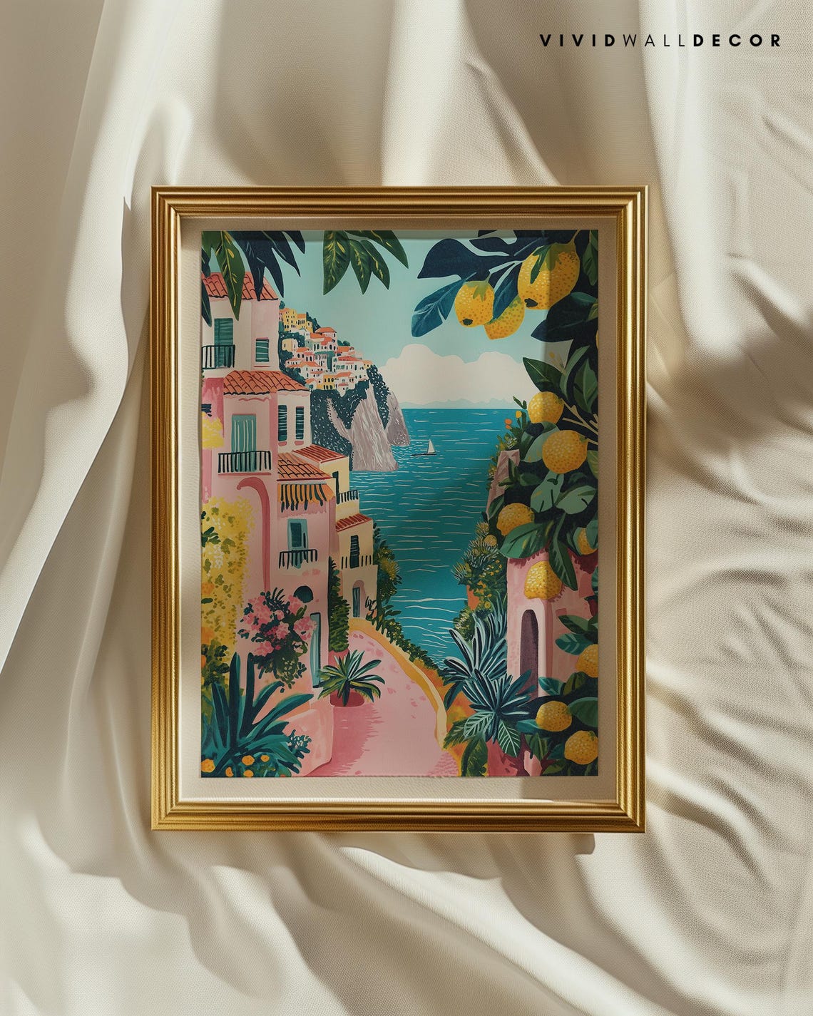 Amalfi Coast Village with Lemons and Turquoise Sea Travel Poster - Image 2
