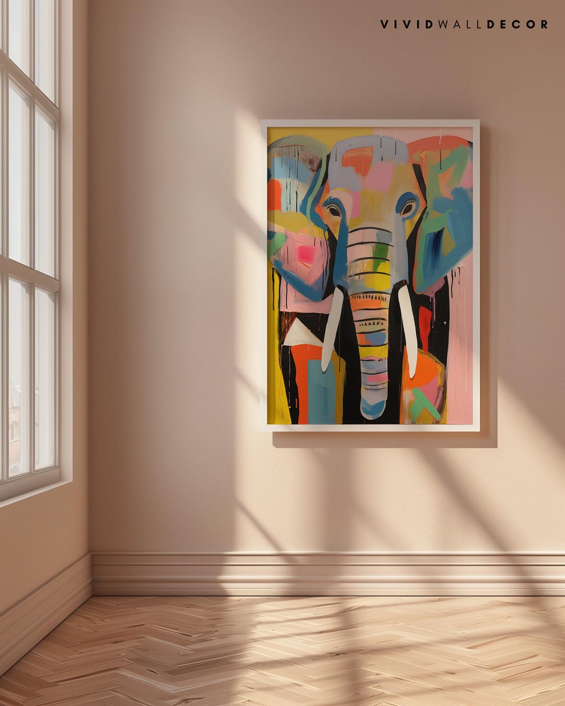 Abstract Colorful Elephant Portrait Modern Maximalist Wall Art - Image 4