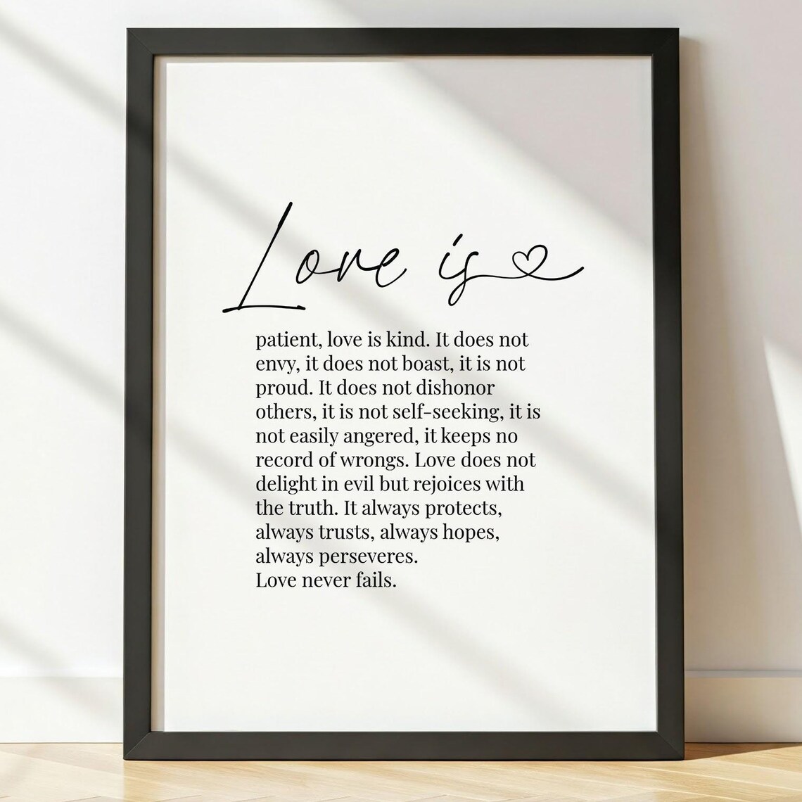 Love Is Patient Love Is Kind 1 Corinthians 13 Scripture Poster