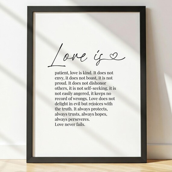 Love Is Patient Love Is Kind 1 Corinthians 13 Scripture Poster