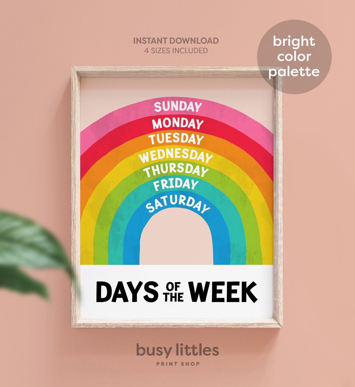 Rainbow Days Of The Week Nursery Learning Art Print - Image 7