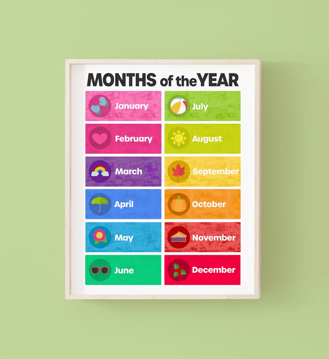 Rainbow Months of the Year Nursery Learning Poster
