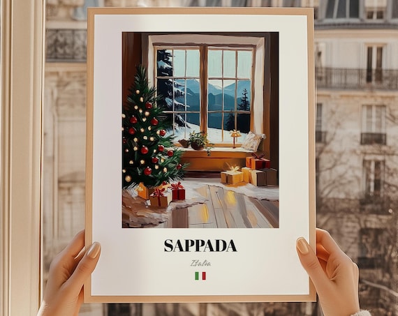 Sappada Italia Christmas Cabin Window Snowy Mountains Poster