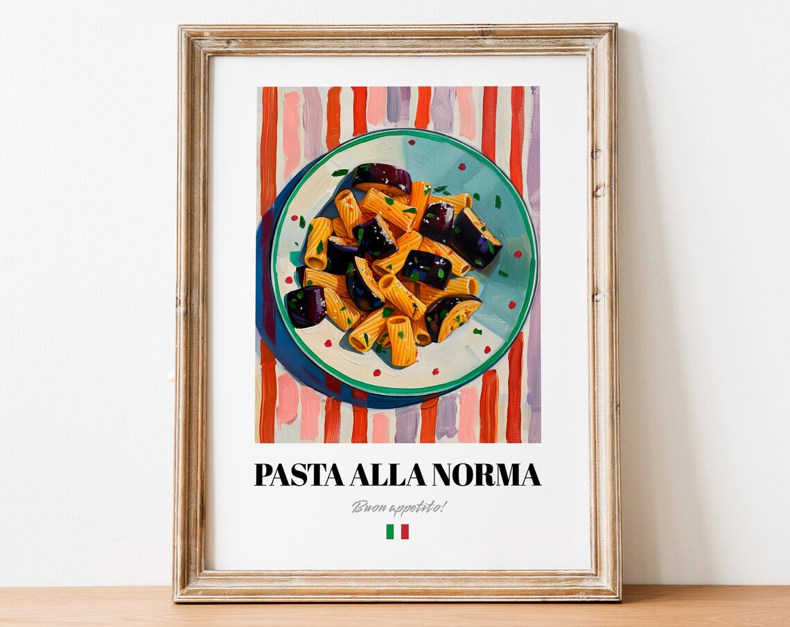 Pasta Alla Norma Art Print, Sicilian Decor