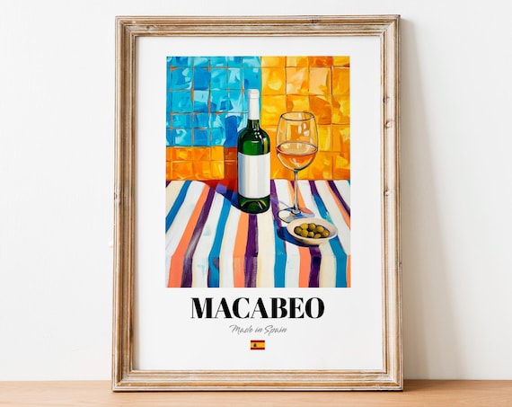 Macabeo Spanish White Wine Still Life with Olives Spain Poster