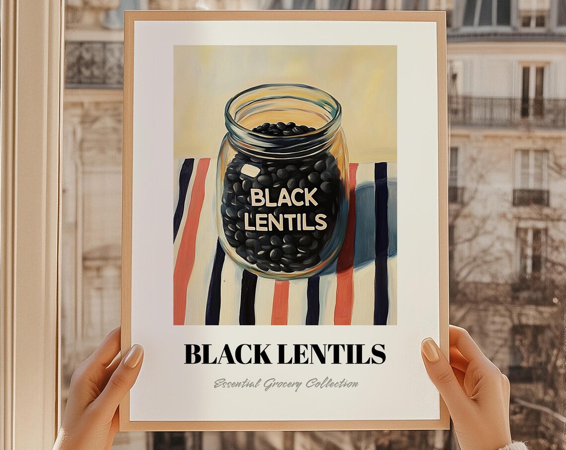 Black Lentils Grocery Poster Diy Pantry Print Chef Gift Restaurant Wall Decor Kitchen Art