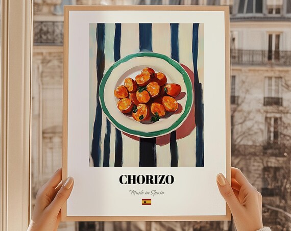 Chorizo Made in Spain Sliced Sausage Bowl Food Art Kitchen Poster