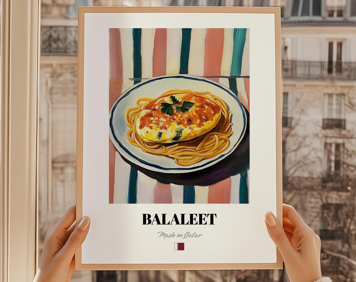 Balaleet Qatari Sweet Noodles Omelette Painting Food Wall Art