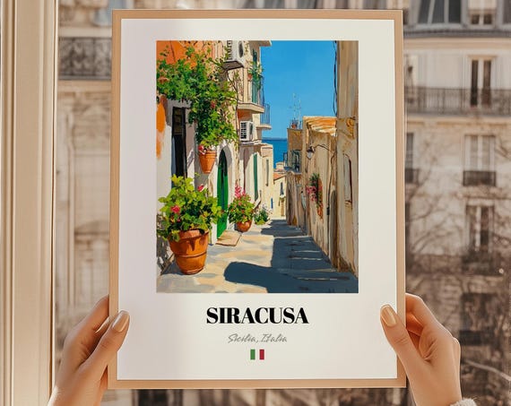 Siracusa Sicilia Italia Wall Art Print Of An Oil Painting Reproduction Friend Gift Home Office Decor