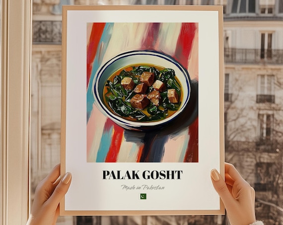Palak Gosht Pakistani Spinach Beef Curry Painterly Cuisine Art Poster