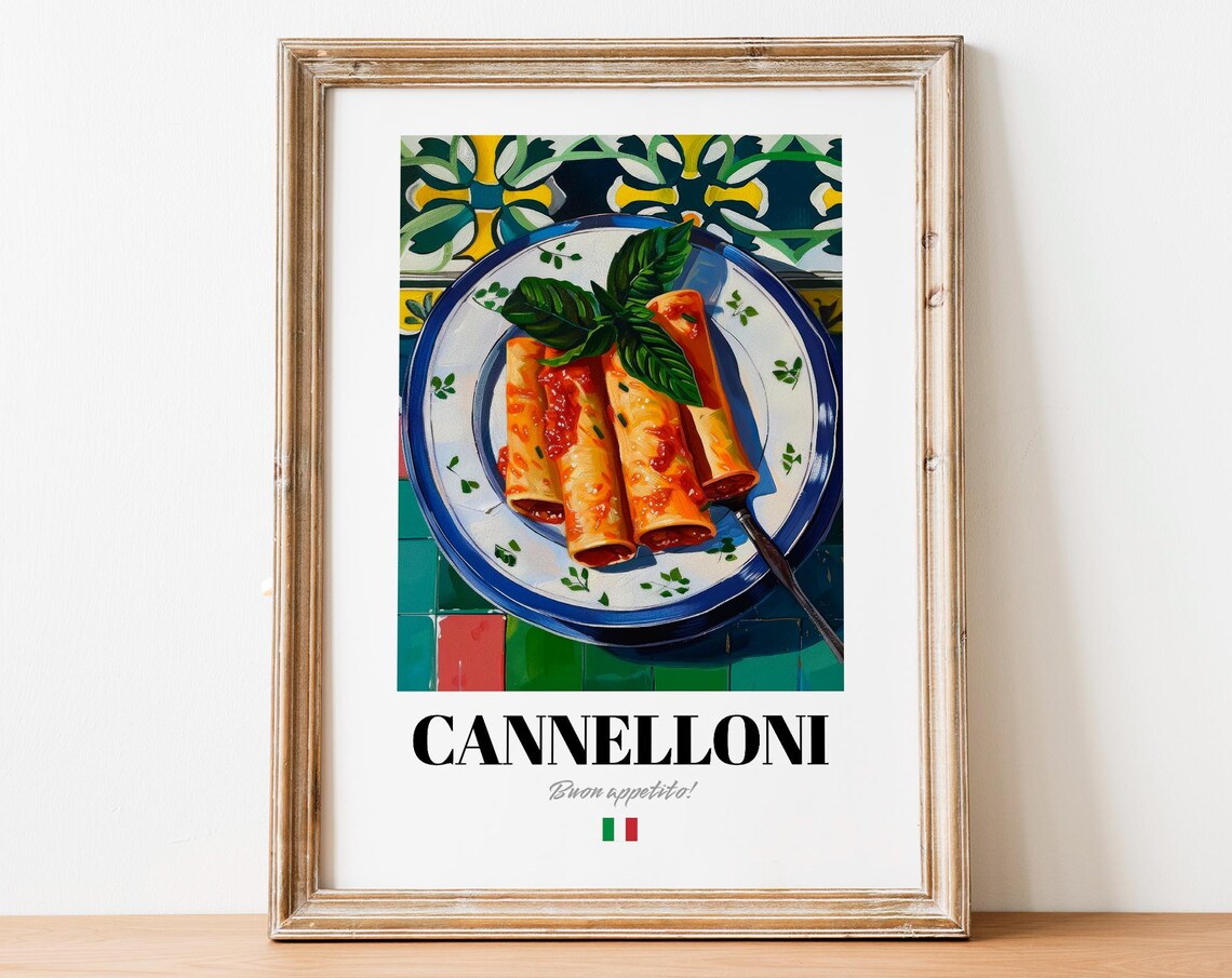 Cannelloni Art Print, Foodie Decor for Italian Cuisine