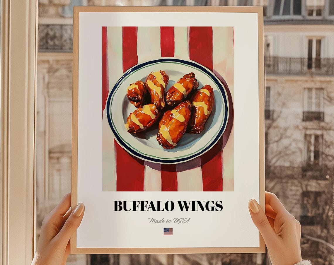 Buffalo Wings Sauce Glazed Plate Spicy Game Day Kitchen Poster