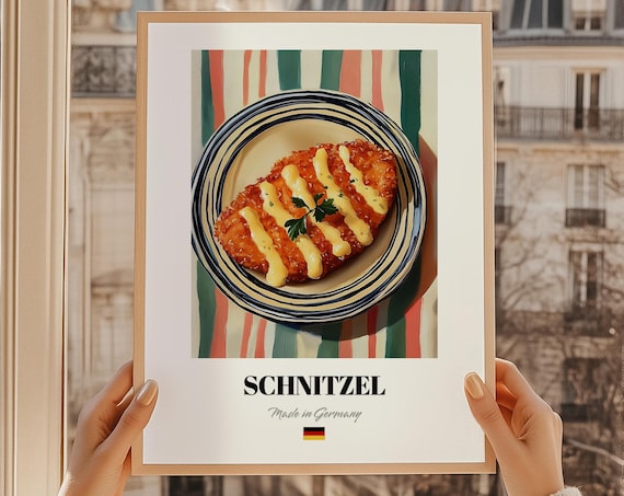 Schnitzel German Breaded Cutlet Cream Sauce Food Painting Poster