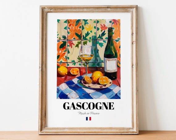 Gascogne White Wine Citrus Fruit Tile Still Life France Poster