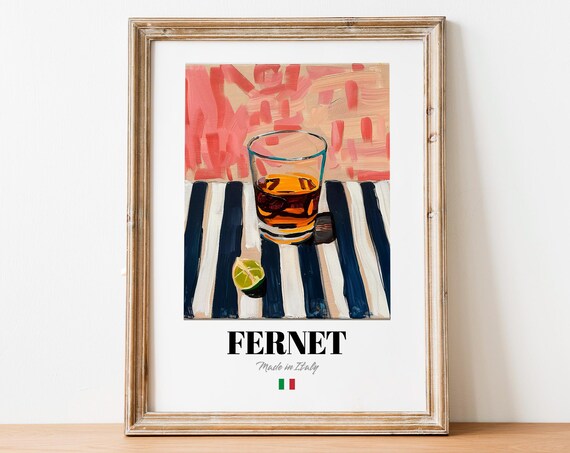 Italian Fernet Art Print Poster Herbal Liqueur Artwork For Bars And Bistros