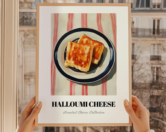 Halloumi Cheese Art Pantry Wall Decor Print Chef Gift Restaurant Kitchen