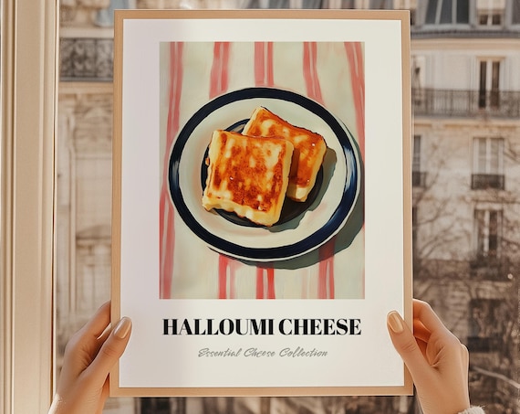 Halloumi Cheese Fried Golden Plate Kitchen Still Life Food Print